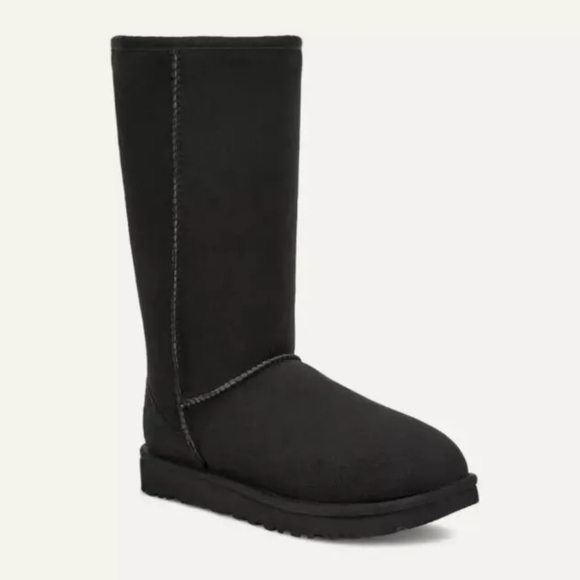 Ugg Womens Sz 12 Classic II Tall Shearling Suede Boots Black winter GORPCORE - Picture 4 of 8